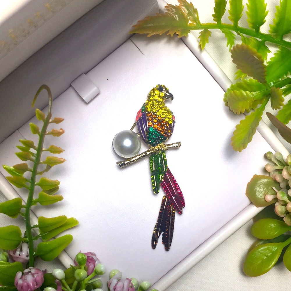 🍏50% OFF/3+...Colorful Rhinestone Parrot Brooch